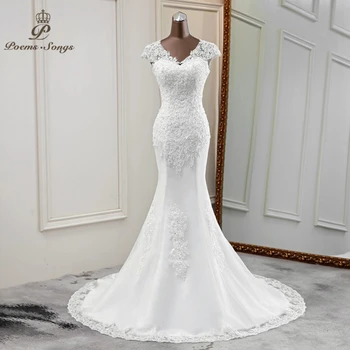 Элегантное новое свадебное платье, свадебные платья с V-образным вырезом, красивое платье невесты с аппликацией в виде русалки, vestido novia