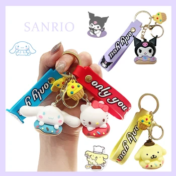 Sanrio Подвеска Hello Kitty Kuromi Cinnamoroll Kawaii My Melody мультфильм Аниме пончик кукла пряжка кольцо школьный брелок для автомобиля