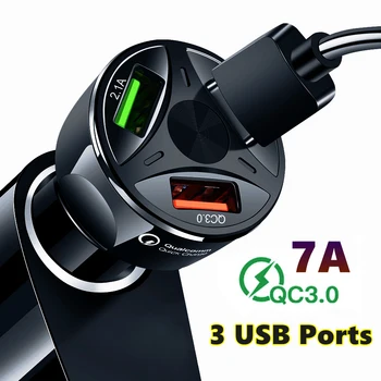 12 В USB зарядное устройство 3,0 Автомобильный прикуриватель 3 Порта USB Автомобильное зарядное устройство Qick Charge для Huawei Xiaomi Samsung iPhone Автомобильное зарядное устройство QC