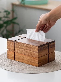 коробка для салфеток из массива дерева, гостиная, домашняя креативная деревянная коробка для бумаги, черный орех, легкая роскошная коробка для салфеток