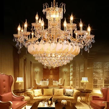 Потолочный светильник в европейском Стиле, светодиодная люстра для гостиной, спальни, столовой, Золотые Хрустальные люстры K9, внутреннее освещение