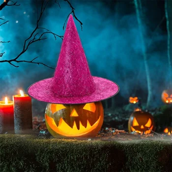 Scriardv Шляпы Ведьмы на Хэллоуин, Забавная Яркая Шелковая Шляпа для Взрослых, Аксессуар для Костюмированной Вечеринки для Косплея