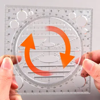 Многофункциональная Вращающаяся Линейка Шаблон для рисования Художественный Дизайн Архитектор Стерео Геометрия Составление круга Измерительная шкала Кавайная линейка