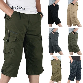 Новые Летние Мужские Тактические военные шорты-карго, Хлопковые Повседневные брюки с множеством карманов, Мужские Свободные рабочие шорты, Большие размеры M-4XL