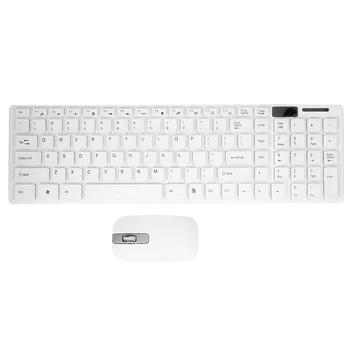 Беспроводная тонкая белая клавиатура + комплект беспроводной оптической мыши для ПК и ноутбука