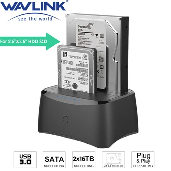 Wavlink Dual Bay USB3.0 Корпус для внешнего жесткого диска SATA HDD Док-станция для 2,5/3,5 