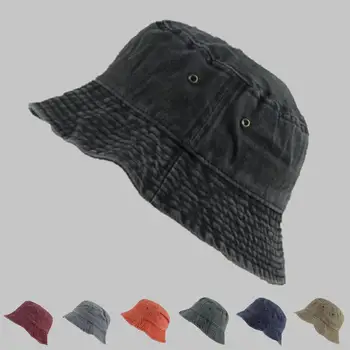 Однотонная широкополая шляпа-ведро Унисекс, джинсовая шляпа для умывальника, модные аксессуары
