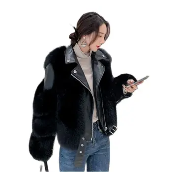 2023 Новая модная шуба из искусственного лисьего меха, женская короткая свободная тонкая шуба, темперамент знаменитостей, повседневное теплое пальто Tide.