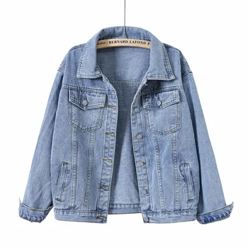 Новая джинсовая куртка свободного кроя в стиле ретро синего цвета для женщин, модная модель ins оверсайз