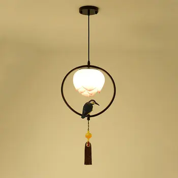 Новая китайская люстра в виде лотоса, светильник для гостиной, столовой, Крыльца, Чайной, Лестницы, Ресторана, Подвесной светильник с птицей