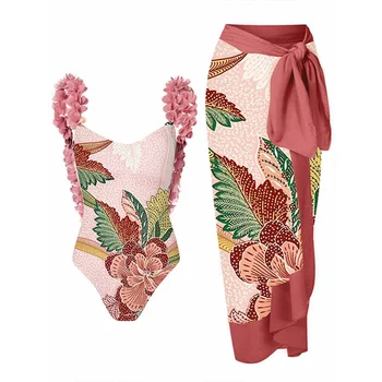 Винтажный цельный купальник с цветочным принтом и цветными блоками, Праздничное пляжное платье, Розовый дизайнерский купальник с принтом, летняя одежда для серфинга