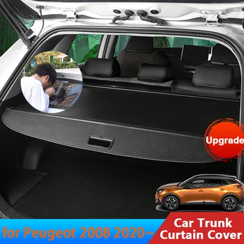 Авто для Peugeot 2008 2020 2021 2022 2023 Аксессуары Коврик для занавески багажника, Задняя занавеска, выдвижные черные наклейки для автомобиля