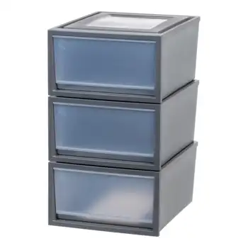 Пластиковый ящик для хранения с выдвижными ящиками, серый, набор из 3-х ящиков под столом